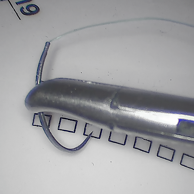 Backhand stitch, tip curved in